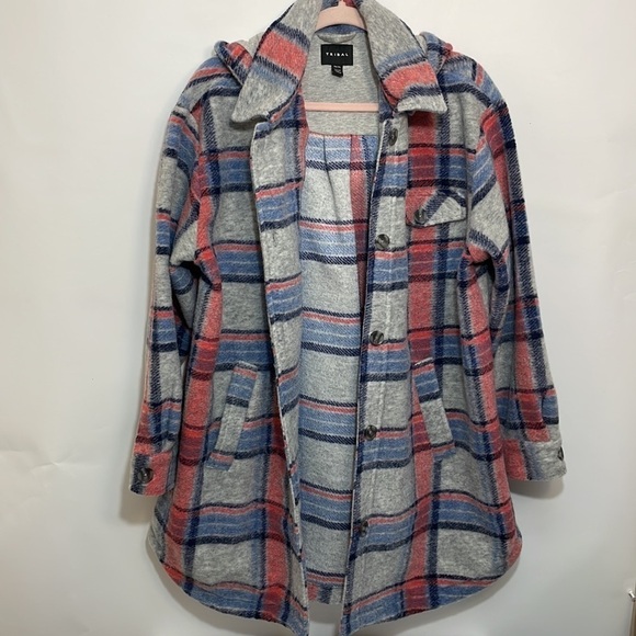 TRIBAL XL PLAID JACKET WITH REMOVABLE HOOD - Picture 6 of 14